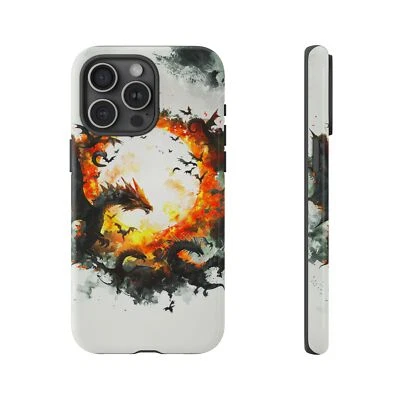 For iPhone / Galaxy / Pixel | Phone-Ink Case - Dragon Sun Wyverns Flying - Image 1 of 4