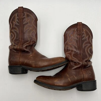 Men's Double-H Western Work 3229 Size 8 EE Distressed Brown Cowboy Pull On Boots - Image 1 of 4
