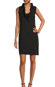 LILLY PULITZER Tisbury schwarzes Strick ärmellos Etuikleid Rüschen gerippt Gr. S - Bild 1 von 7