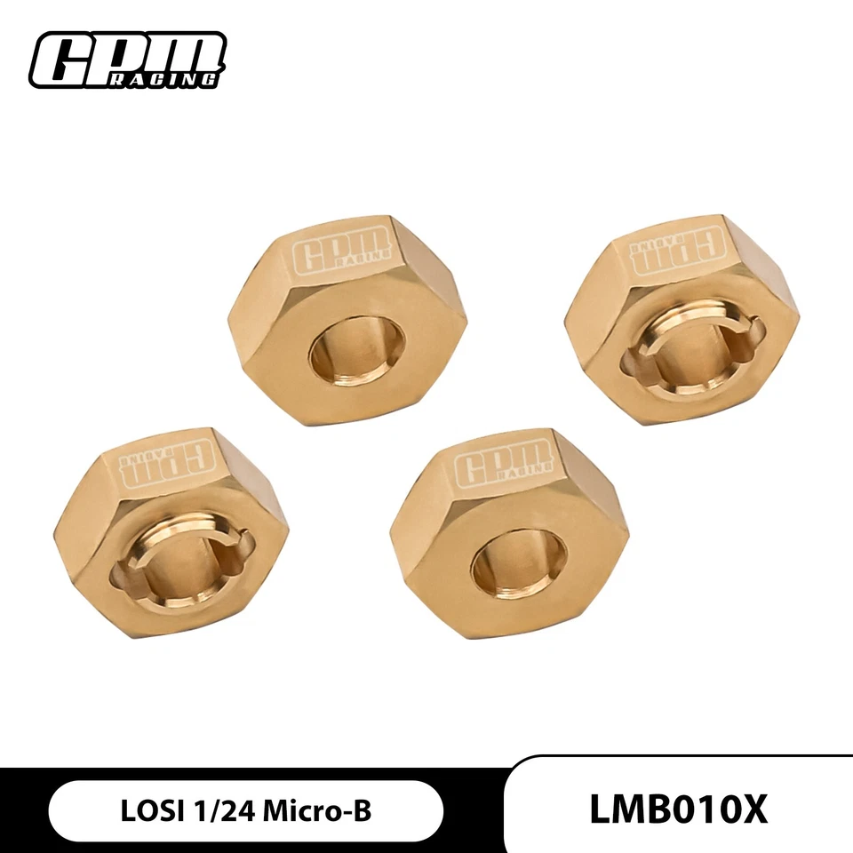 GPM Brass Wheel Hexes For LOSI 1/24 Micro-B / 1/28 Micro-T LOS00007 - Image 1 of 2