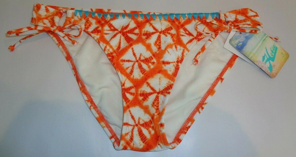 Parte inferior de biquíni Hobie tamanho grande ESTILO HS3BE95 laranja azul nova feminina amarração lateral - Imagem 1 de 4