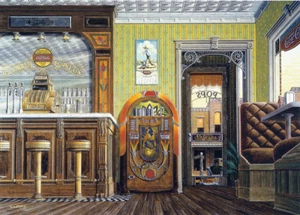 Soda Fountain Wurlitzer Peacock Jukebox Coke NuGrape Hires Barber SIGNED Souders - Picture 1 of 1