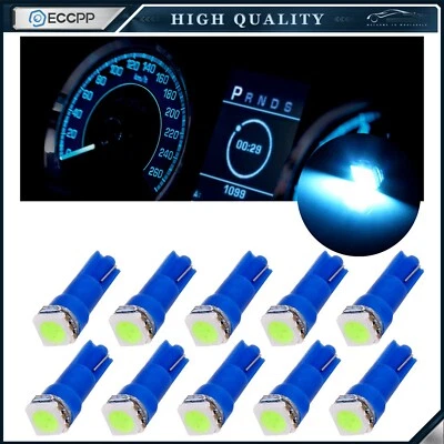 10 PIEZAS T5 Azul Hielo 5050 1-LED Coche Instrumento Tablero Calibre Mini Cuña Bombilla Luz Foto 1 de 4