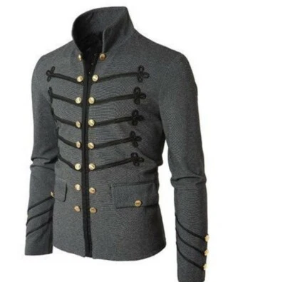 Chaqueta Retro Hombres Vintage Militar Gótico Desfile Medieval Steampunk Punk Cremallera Foto 1 de 4