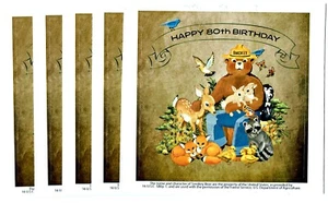 Lote de 5 (CINCO) PEGATINAS OFICIALES 80 CUMPLEAÑOS OSO AHUMADO Vinilo Duradero - NUEVAS - Imagen 1 de 1