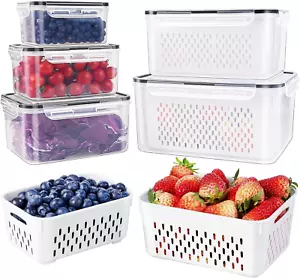 5 PCS Large Fruit Containers for Fridge - Leakproof Food Storage Containers with - Picture 1 of 9