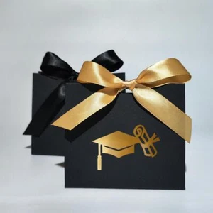Gold Glitter Graduation Cap Candy Boxes – Party Favors & Gift Packaging - Picture 1 of 8