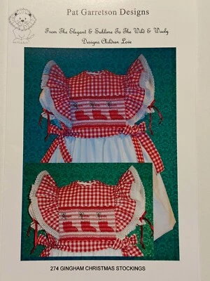 Smocking Plate #274 GINGHAM CHRISTMAS STOCKINGS by Pat Garretson - Image 1 of 2