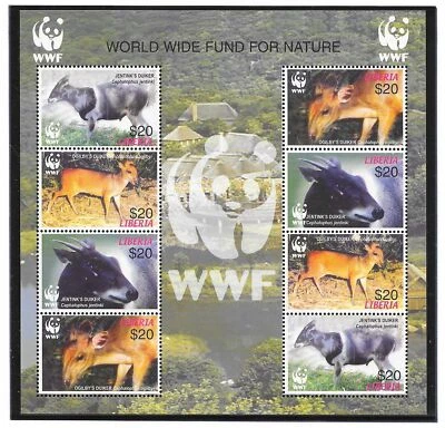 LIBERIA SC 2370 NH 2 MINISHEET of 2005  - WWF - ANIMALS - Image 1 of 2