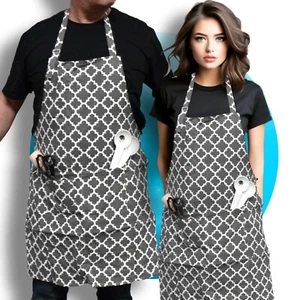 Schürze Grillschürze Kochschürze verstellbarem Nackenriemen BBQ grau Muster - Bild 1 von 4
