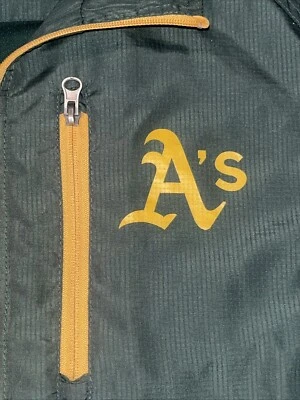 Vtg Oakland A’s MLB Jacket Men’s L Lined Full Zip Windbreaker Yellow/Green EUC - Image 1 of 4