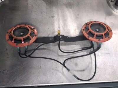 Hella Supertone Horns with Perrin Mounting Bracket. 02-07 Impreza (RED) - Image 1 of 2