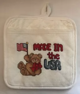Portavaso orso rifinito punto croce made in USA giorno dell'indipendenza - Foto 1 di 3