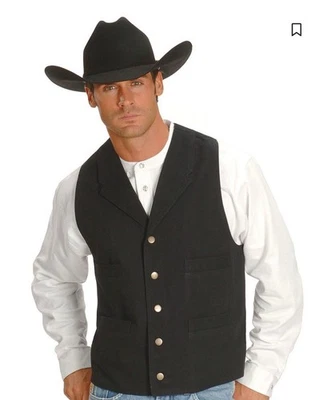 Chaleco Frontera Scully WahMaker Azul Marino Oscuro L L Vaquero Occidental Rodeo Hecho en EE. UU. Foto 1 de 4