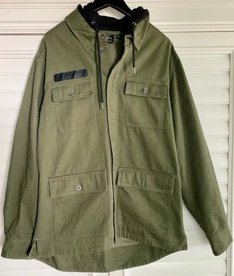 Chaqueta Camisa Harley Davidson Para Hombre Capucha Extraíble Verde Talla L Grande Foto 1 de 4