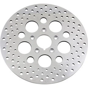 Rotor de freno delantero perforado de acero inoxidable pulido Big Twin y Sportster 84-99 Foto 1 de 2