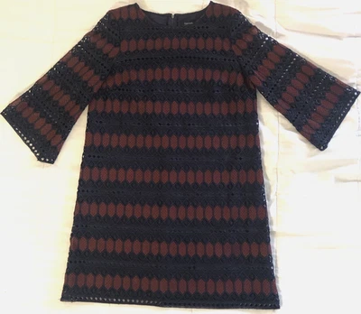 Vestido para mujer Tahari Arthur S. Levine de encaje cóctel azul marino/borgoña talla 10 Foto 1 de 3