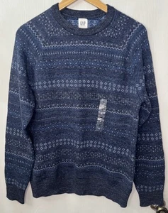 Gap Sweater Herren Fair Isle Crewneck Knit Gr. Medium Blau Pulli Heavy NEU - Bild 1 von 7