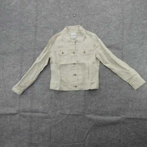 Tommy Bahama Jacket Womens Small Golden Honey Geo Gem Linen Cropped Trucker - Picture 1 of 12