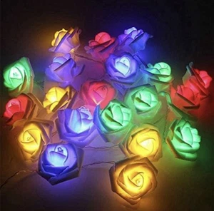 7ft LED String Lights Colorful Rainbow Rose Flower Decorative Décor New - Picture 1 of 7