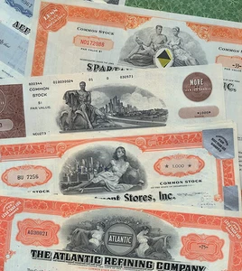 Vintage Stock Certificates Lot Set of 20 Different Dates & Companies Original - Picture 1 of 1