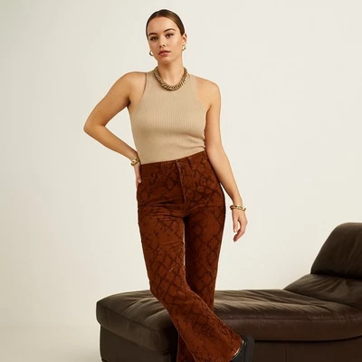 ANTHROPOLOGIE x PILCRO The Icon 70s Flare Corduroy Pants Snakeskin Sz 27T {R34} - Image 1 of 4