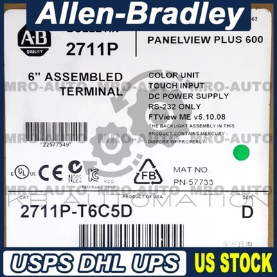 2711P-T6C5D PanelView Plus 600 Terminal, 5.5" touch screen, RS-232, 24VDC supply - Image 1 of 4