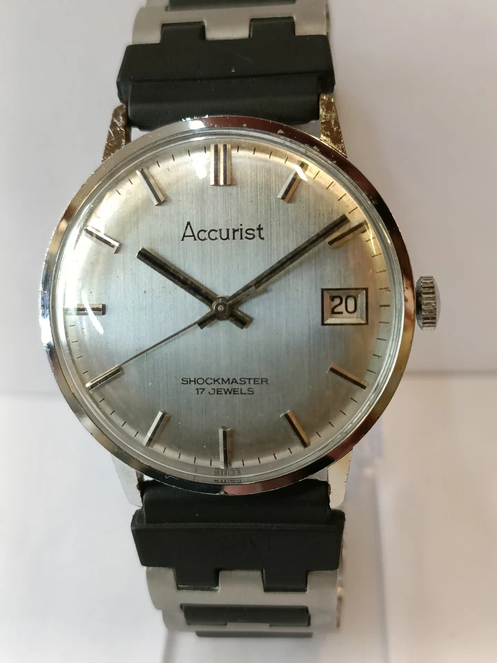 ACCURIST 17J CUERDA PÁTINA ESFERA GRIS SUIZA HOMBRE ESTADO DE FUNCIONAMIENTO Foto 1 de 4