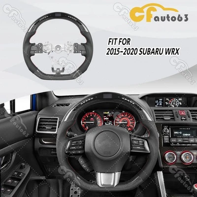 Volante deportivo LED de fibra de carbono real apto para SUBARU STI WRX S209 2015-2020 Foto 1 de 4