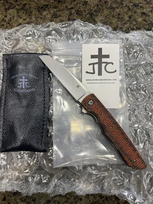 Jason Clark Model 7 with Orange CF - wharncliffe Clark Custom Knives Flipper - Image 1 of 4