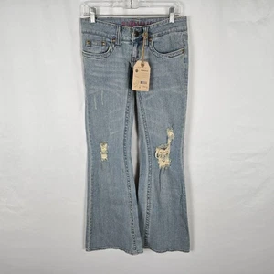 Hydraulic Jeans Women's 1/2 Blue Light Wash Super Low Metro Distressed - Picture 1 of 21