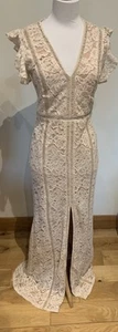 RRP£165 BNWT Vera&Lucy Lace Maxi dress Cream Sz Medium - Picture 1 of 11