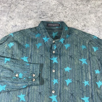 Camisa de vestir Jhane Barnes para hombre grande multicolor geométrica abstracta manga larga Foto 1 de 4
