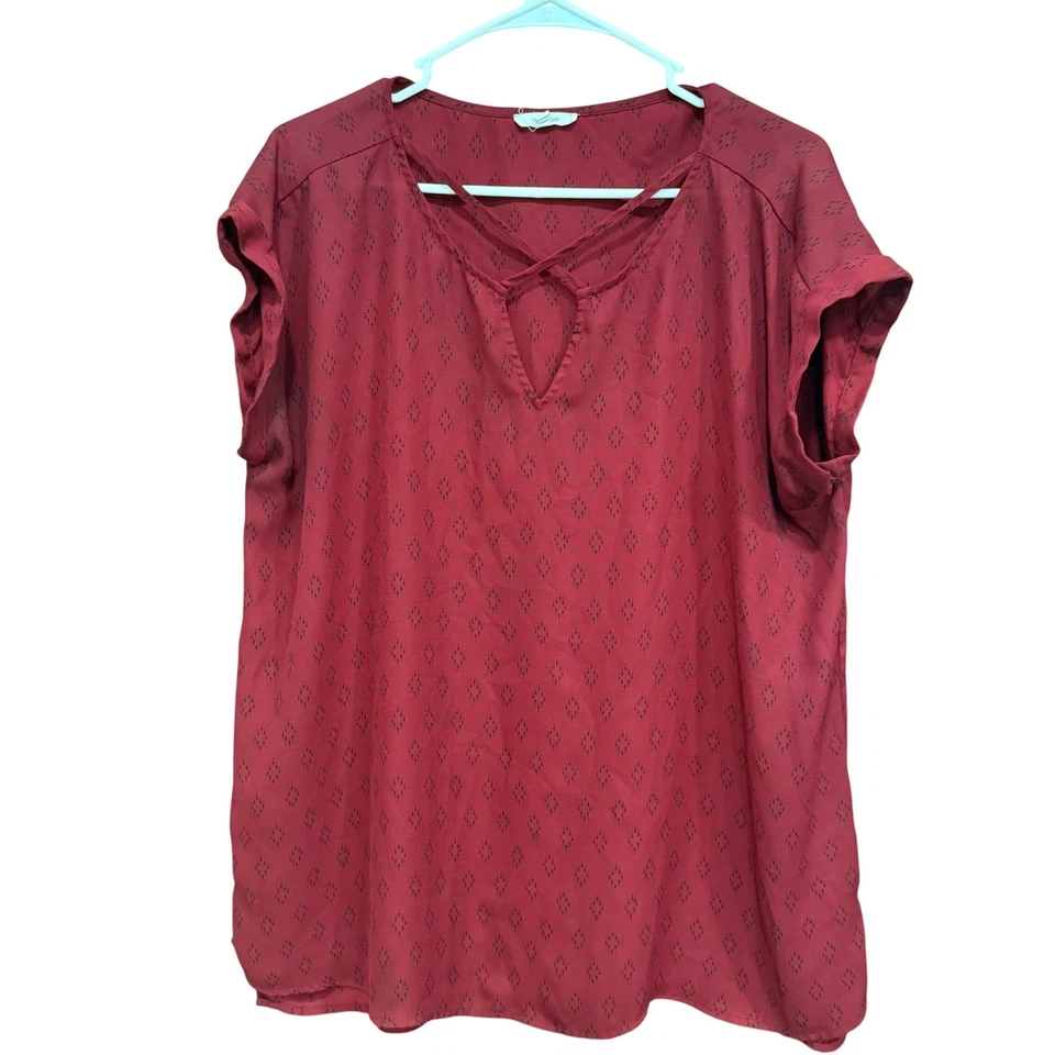 Blusa Maurices XXL vermelha gola cruzada estampa diamante casual - Imagem 1 de 4
