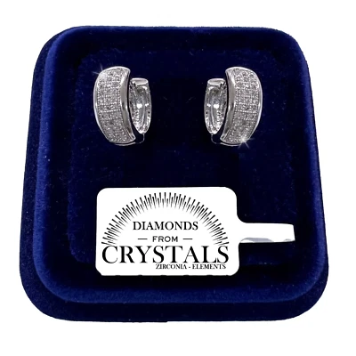 Cerchi Orecchini 15mm pl. oro Bianco 18K con Cristalli Zirconi Uomo Donna 4/28 - Immagine 1 di 4