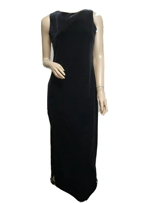 Burke Avenue Black Velvet Bodycon Dress  Size M Jewel Neck Sleeveless  Long - Image 1 of 4