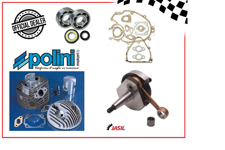 KIT POLINI 130 CC CILINDRO Ø57 + ALBERO MOTORE + CUSCINETTI + PER APE 50 TUTTI