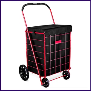 Folding Grocery Basket Cart Shopping Wheel Large Utility Laundry18"X15"X24"(BAG) - Picture 1 of 8