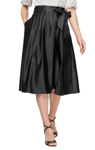 NEW ALEX EVENINGS BLACK PLEATED BELTED SKIRT SIZE 3 X WOMEN PLUS $109 - Picture 1 of 4
