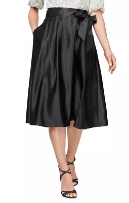 NEW ALEX EVENINGS BLACK PLEATED BELTED SKIRT SIZE 3 X WOMEN PLUS $109 - Image 1 of 4