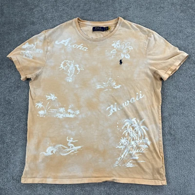 POLO RALPH LAUREN рубашка мужская большой оранжевый цветочный Гавайские острова Алоха тропический - Изображение 1 из 4