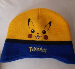 Vintage Nintendo Pokemon Beanie Cap/Hat Pikachu Pokeball Yellow/Blue  - Picture 1 of 9