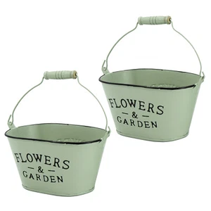 2er Set Pflanzschale Mint Grün Zink Blumentopf Pflanztopf Zinktopf Gartendeko - Bild 1 von 5