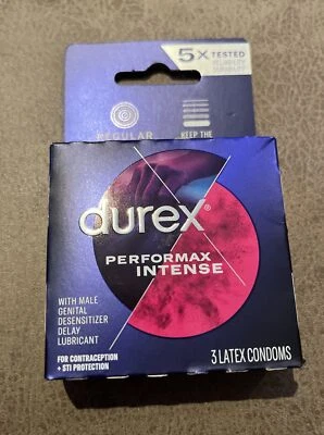 Condones ultrafinos acanalados punteados con lubricante de retardo Durex Performax intenso Foto 1 de 2