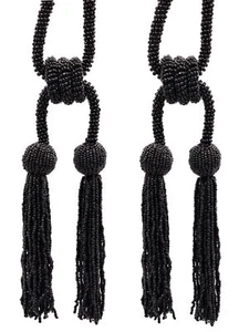 DÉCOPRO Opulent Beaded Double Tassel Tieback, Handcrafted, Color# K9 [Set of 2] - Picture 1 of 1