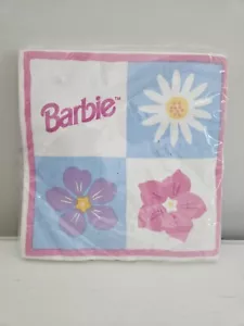 VTG Pack of 16 BARBIE Fantasy Flowers Pink Paper 3-Ply Napkins Hallmark NOS 1998 - Picture 1 of 6