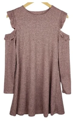 全新带标签 Alya 长袖针织毛衣连衣裙镂空罗纹女式 XS 码 44 美元 MSRP — 第 1/4 张图片