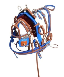 Imbracatura da guida Biothane marrone e blu taglia piena pannocchia pony piccolo pony Shetland - Foto 1 di 6