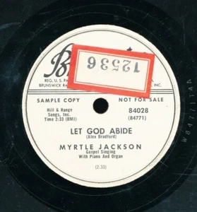 78tk-Black Gospel-BRUNSWICK 84028-Myrtle Jackson(Let God Abide/Watching/Waiting) - Imagen 1 de 2