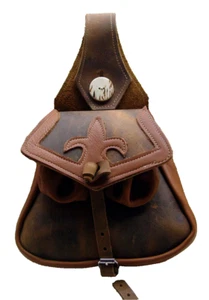 Landsknecht Gürteltasche Leder Handarbeit mit Rollenschnalle Besatz Beuteltasche - Bild 1 von 6